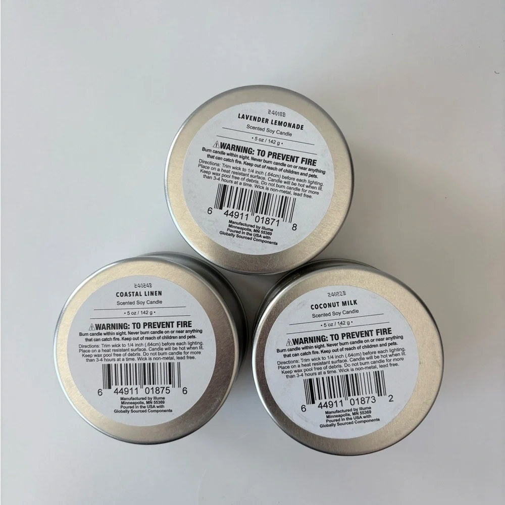 Illume Set of 3 Tin Candles 5 oz Signature Soy  NEW